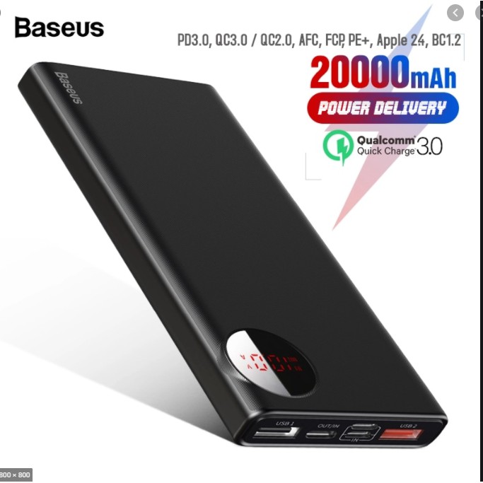 Pin sạc dự phòng 20000 mah chính hãng Baseus 22,5W Quick Charger 3.0 đầu vào / đầu ra PD Type-C, màn hình kỹ thuật số