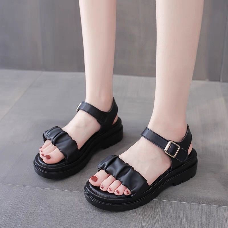 sandal quai hậu nhún nữ đi học đi chơi chất da mềm êm chân