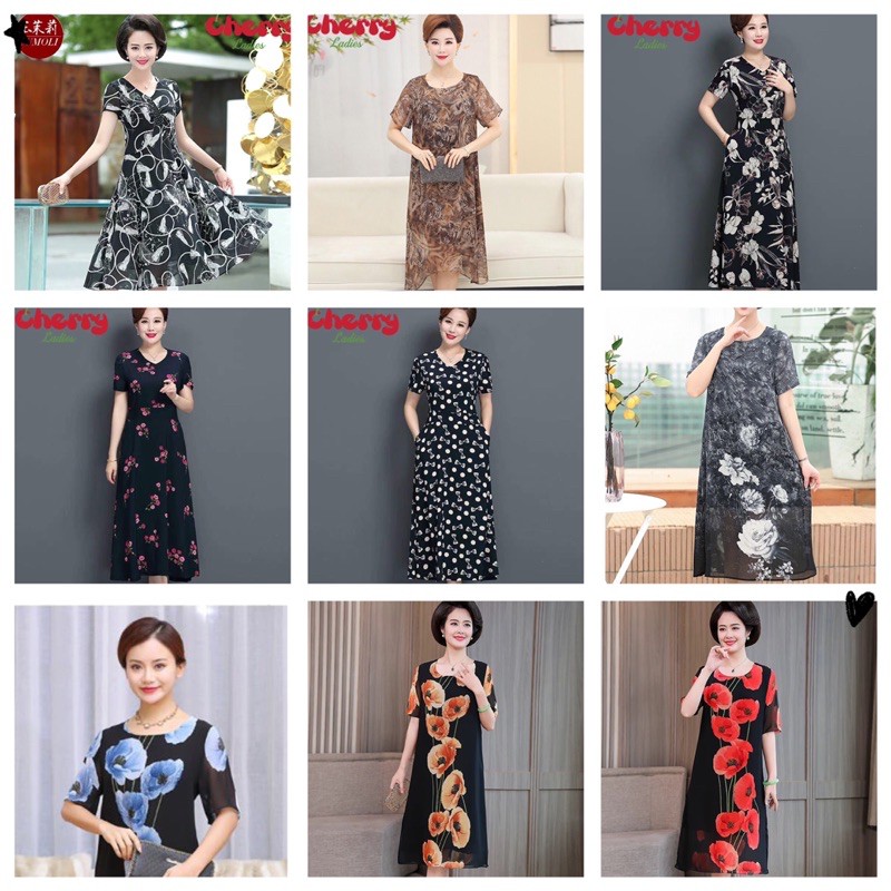 VÁY ĐẦM TRUNG NIÊN KIỂU ĐẦM SUÔNG VOAN CAO CẤP - VÁY ĐẦM TRUNG NIÊN ĐẸP CHERRY LADIES | BigBuy360 - bigbuy360.vn