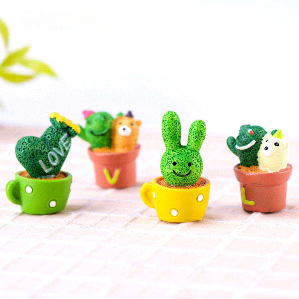Set 2 chậu cây xương rồng giả mini trang trí bàn làm việc dễ thương