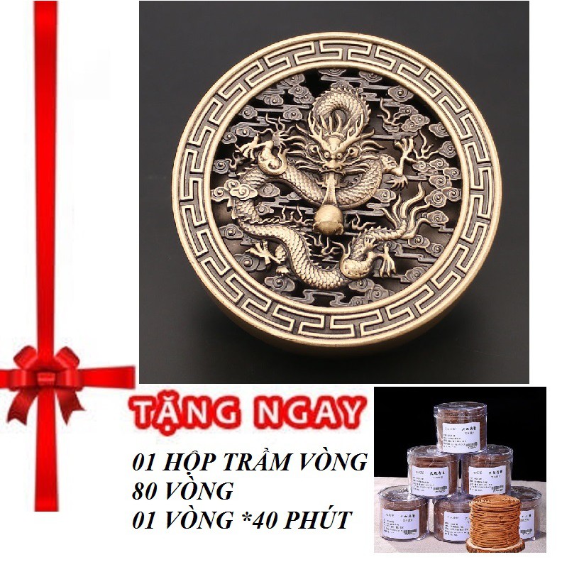 Lư hương xông trầm dáng trụ dẹt chạm hoa văn tinh xảo