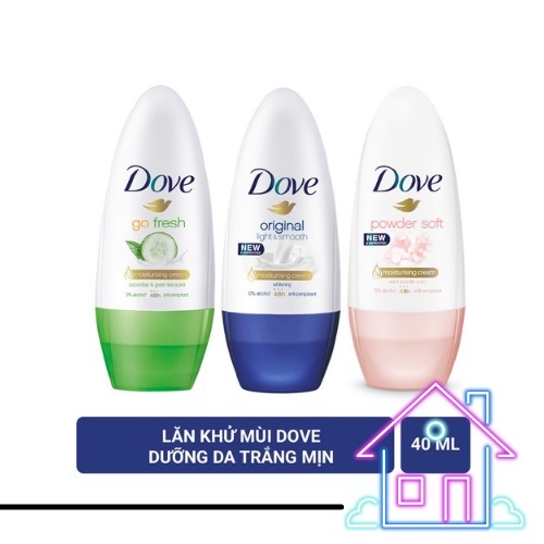 Lăn khử mùi Dove dưỡng da trắng mịn 40ml Tặng