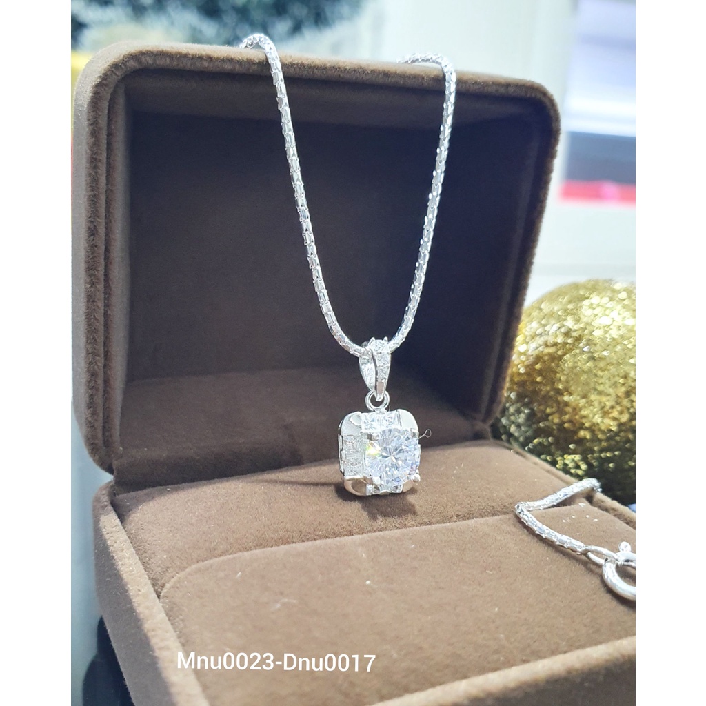 Mặt dây bạc nữ đính đá sáng kết hợp dây bạc ý nữ thiết kế bởi trang sức nhẫn nam dtj