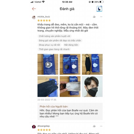 Khẩu trang KF94 4D FAMAPRO đen/trắng  HÀNG CAO CẤP - BẢO VỆ HÔ HẤP - Bsafe