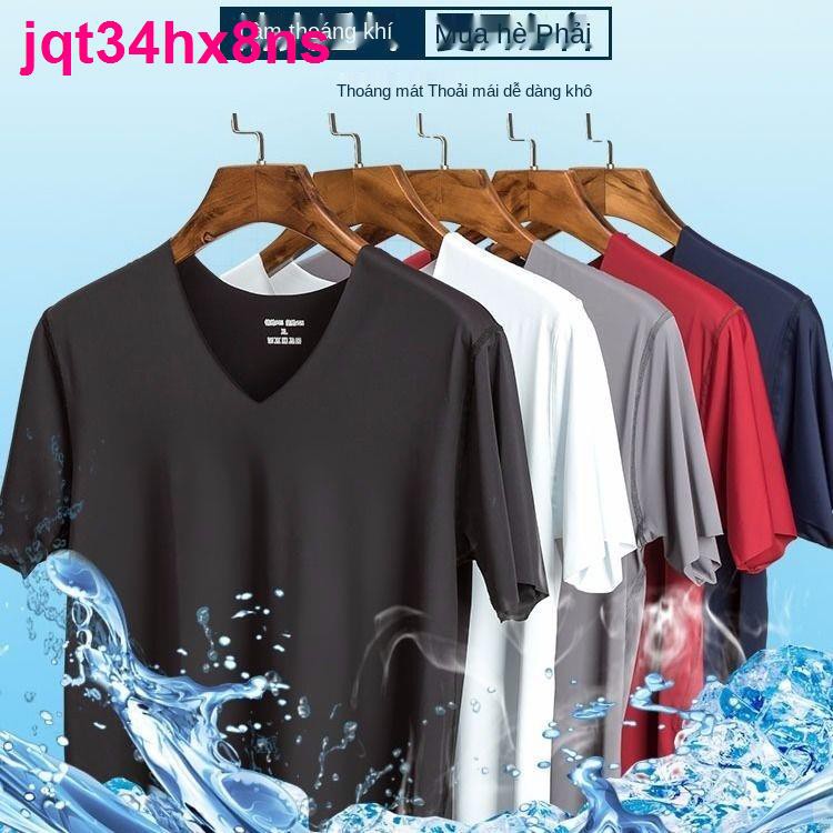 [Ice Silk T-Shirt Cỡ lớn Tùy chọn] Áo phông ngắn tay Nam Ice Dàn thể thao mùa hè nhân ái