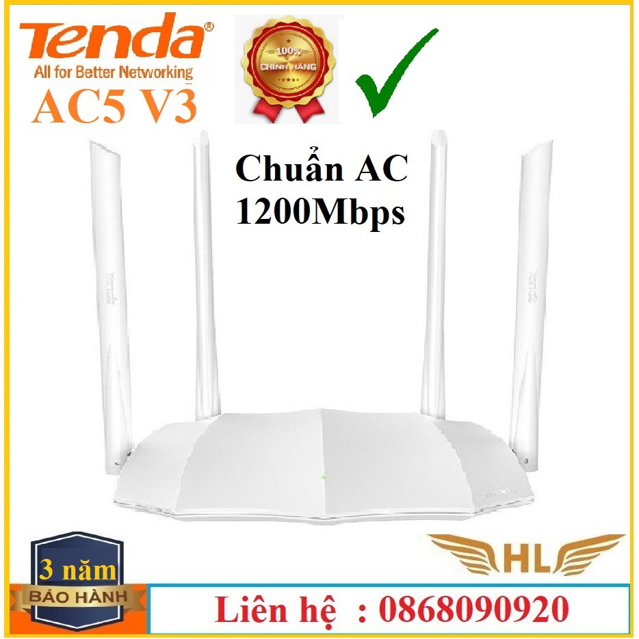 Bộ Phái Wifi Xuyên Tường Tenda AC10 Chuẩn AC100Mbps Lan Giga , Tenda AC5 4 Râu - Hàng Chính Hãng