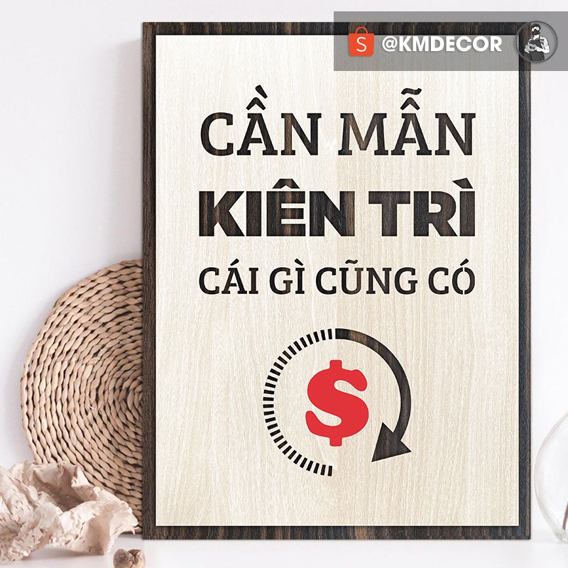 Tranh gỗ động lực treo tường - Cần mẫn kiên trì cái gì cũng có