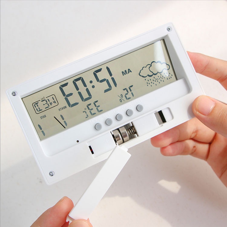 1 Đồng Hồ Báo Thức Điện Tử Để Bàn Có Đèn LED Nền Hiển Thị Lịch Không Gây Tiếng Ồn