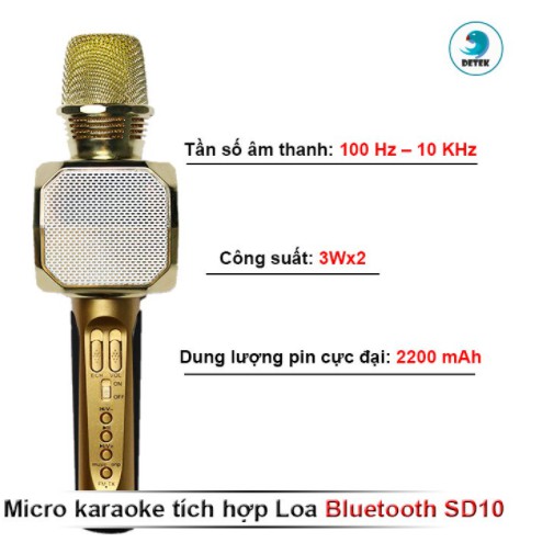 [Mã 155ELSALE giảm 7% đơn 300K] Micro Karaoke Bluetooth SD 08/10- Có Loa, Nhiều Màu - BH 06 Tháng