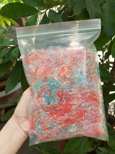 Túi Zip 100g thun buộc tóc loại nhí cho bé tóc ít (màu/trong/sọc)