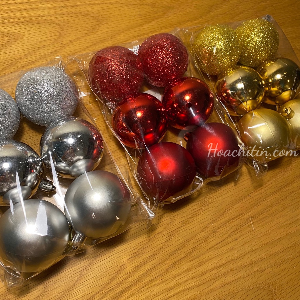 Combo 6 quả châu trang trí cây thông Noel phối kiểu 6cm