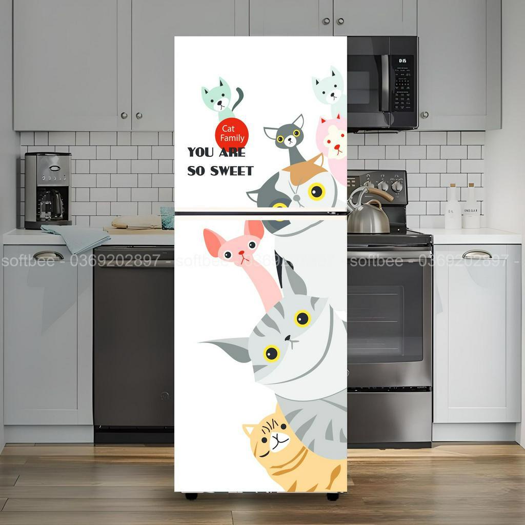 Miếng dán tủ lạnh, keo dính chắc chắn, hình ảnh sắc nét, không phai màu