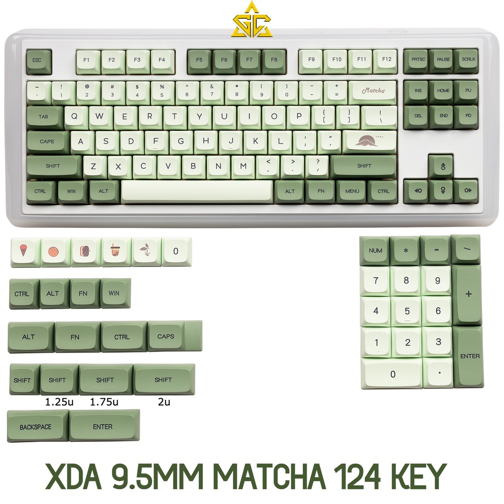 Keycap MATCHA 124 nút bàn phím cơ Thick PBT dày 1.5MM XDA cao 9.5MM