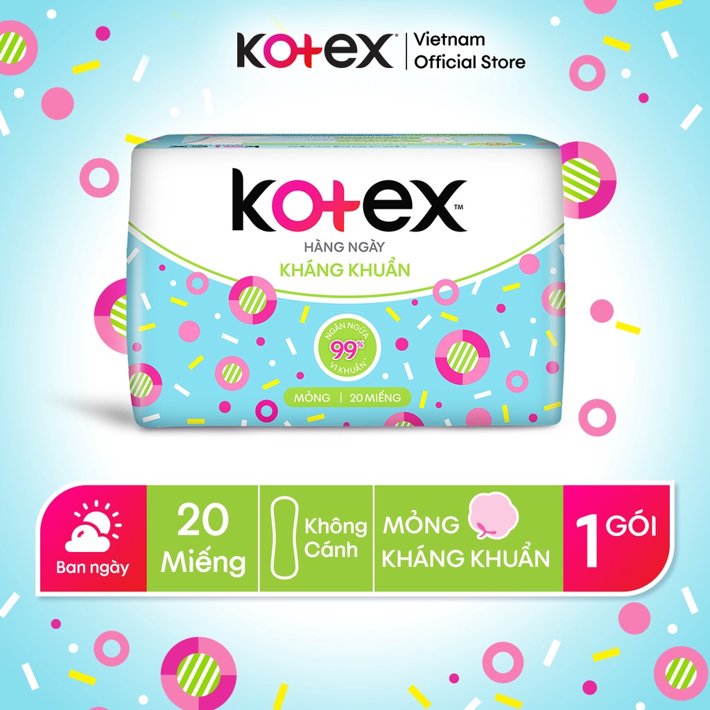 Combo 8 băng vệ sinh Kotex Hằng ngày Kháng khuẩn 20miếng/gói