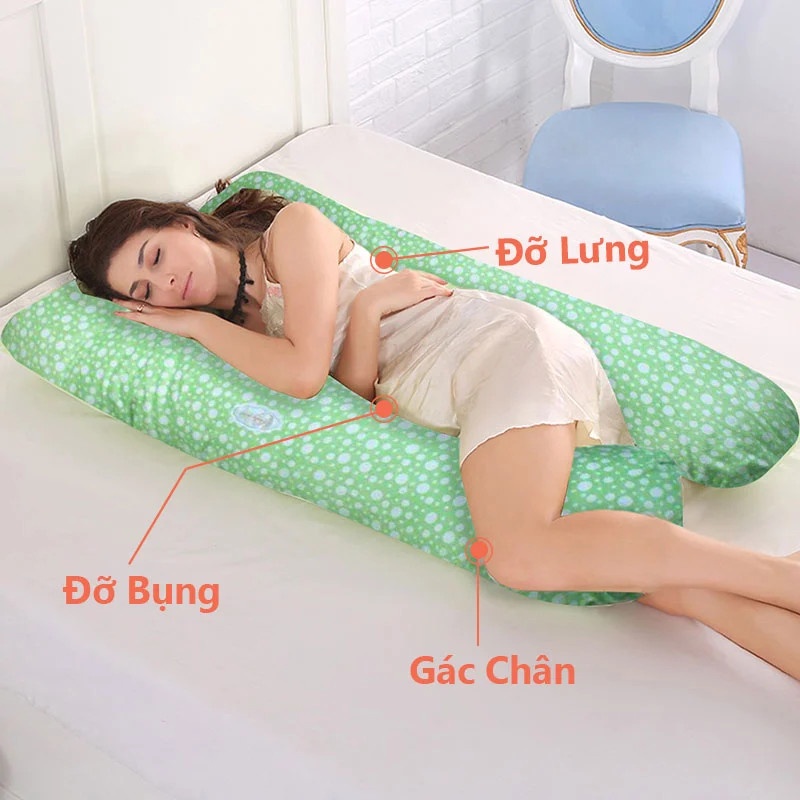 Gối ôm cho Bà Bầu Belly Smart - Gối ôm đa năng cho mẹ bầu màu xanh lá