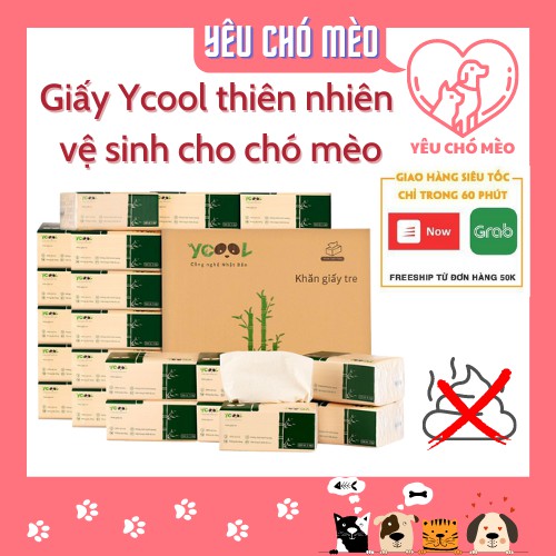 Giấy cây tre YCOOL 1 thùng 30 gói 300 tờ ( 1 gói ) vệ sinh cho chó mèo