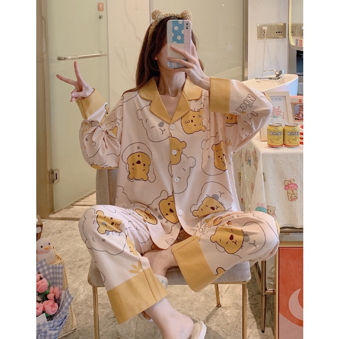 CÓ BIG SIZE_Bộ Ngủ Pyjama Dài Tay Korea Thu Đông 2021 | BigBuy360 - bigbuy360.vn