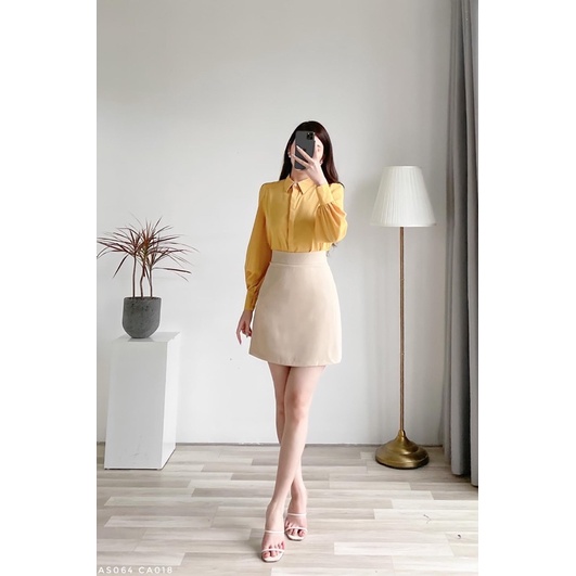 Chân Váy Công Sở Chữ A Lưng Cao Dáng Ngắn Có Lót Quần Khoá Kéo Chắc Chắn