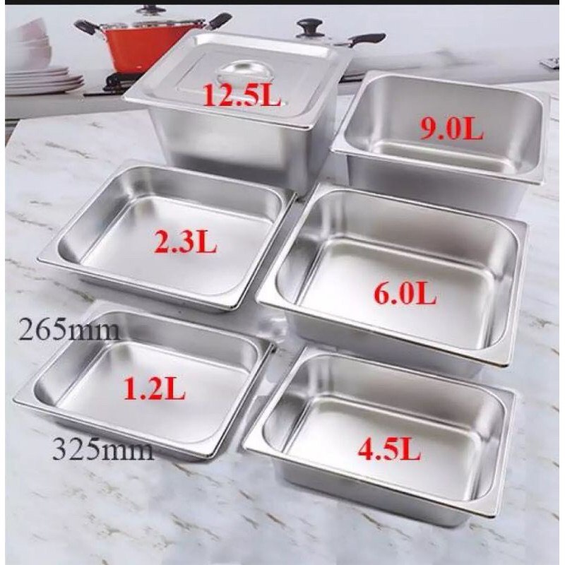 Khay inox GN 1/2, khay inox 304 đựng thực phẩm,khay đựng thạch topping bán trà sữa size 1/2