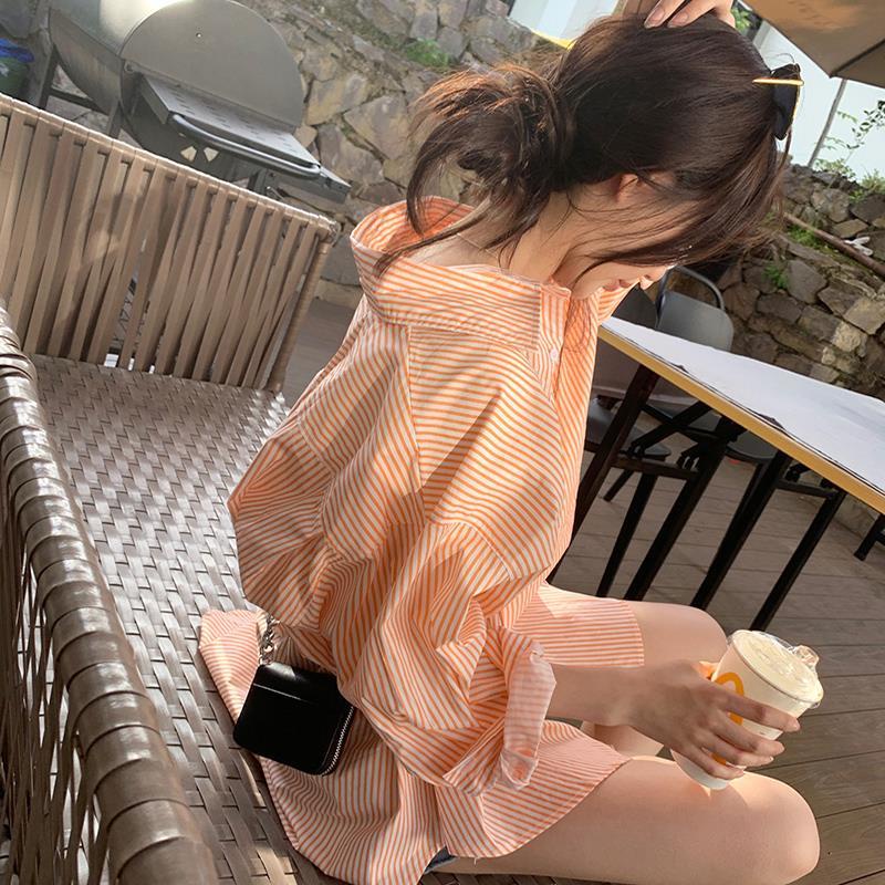 Áo Sơ Mi Nữ Dài Tay Kẻ Sọc Dọc Thời Trang Hong Kong Mới