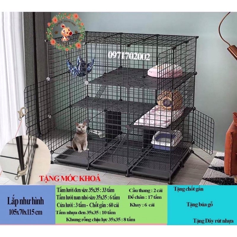 LƯỚI GHÉP CHUỒNG TIỆN LỢI, GỌN NHẸ, DỄ THÁO LẮP-TẶNG KÈM CHỐT-THANG-TẤM LÓT