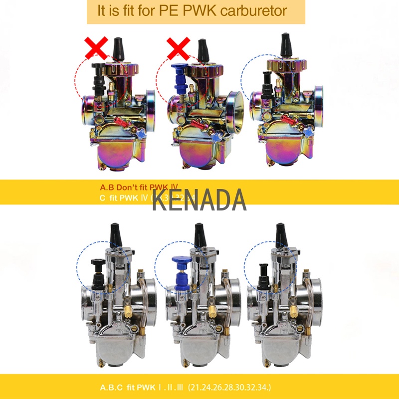 Van Điều Chế Hòa Khí Cho Keihin PWK21 24mm-42mm PE 24 28 30 32 34，Cụm van tiết lưu với công tắc điều khiển van bằng tay tay cầm tập trung