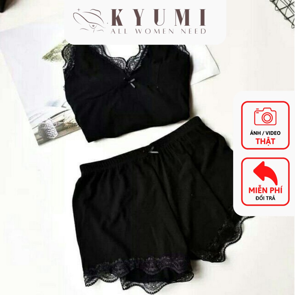 Đồ ngủ sexy đồ ngủ 2 dây viền ren KYUMI OFFICIAL, chất liệu thun borip cao cấp, freesize 40-60kg tùy chiều cao 007 | BigBuy360 - bigbuy360.vn