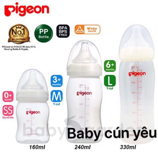 Bình sữa cổ rộng pplus 160ml-240ml-330ml