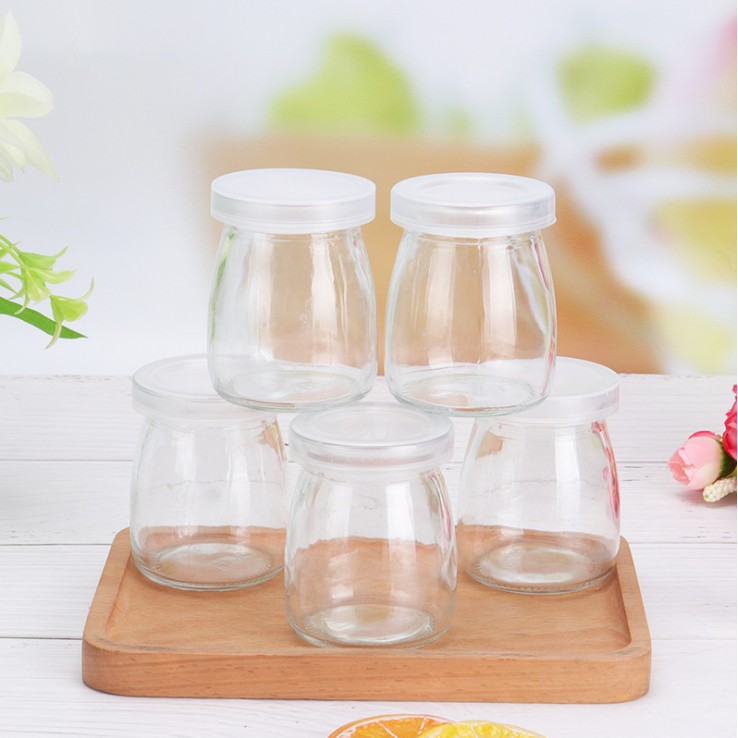 Combo 12 Hũ làm sữa chua đựng Yaourt 100ml thủy tinh dày kiểu dáng truyền thống loại trơn và in họa tiết