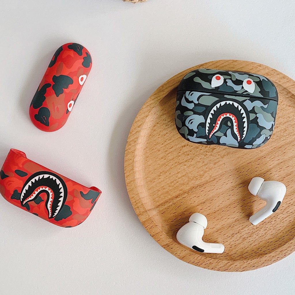 Vỏ Bảo Vệ Hộp Sạc Tai Nghe Airpods Pro Apple Airpods 1 / 2 Pro Họa Tiết Rằn Ri / Cá Mập Bape Dạ Quang