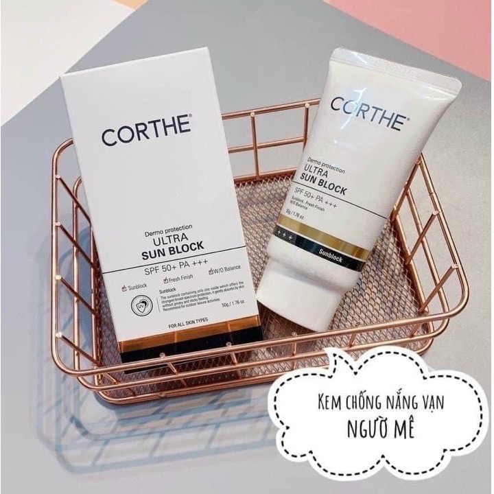 Kem chống nắng Corthe SPF50+ PA+++ 50gr Hàn Quốc Zuka Beauty giúp bảo vệ da ngăn tia cực tím