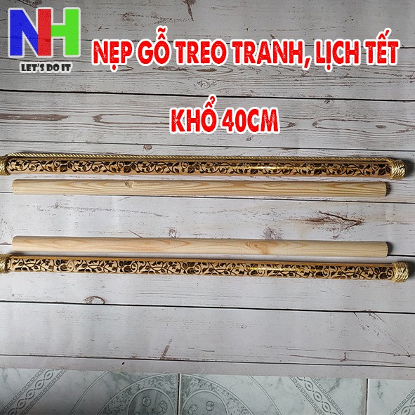 Nẹp gỗ treo tranh em bé, hình tết khổ hình 40cm