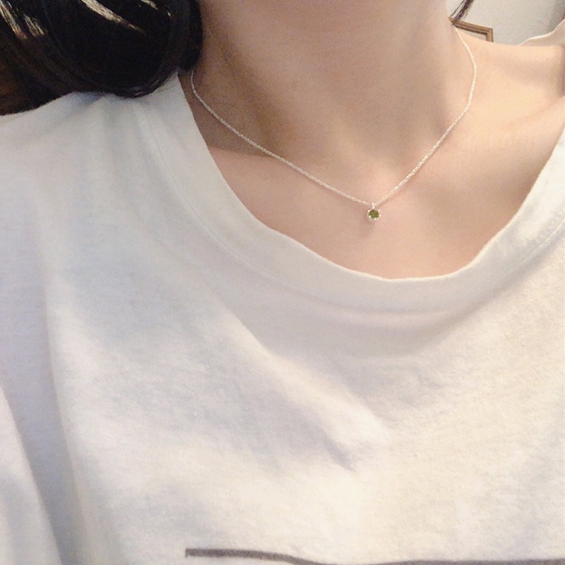 Vòng cổ hợp kim mặt đính đá xanh lá thời trang cho nữ