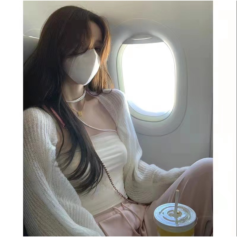 Áo Cardigan Dệt Kim Tay Dài Màu Trơn Dễ Phối Đồ Thời Trang Phong Cách Hàn Quốc