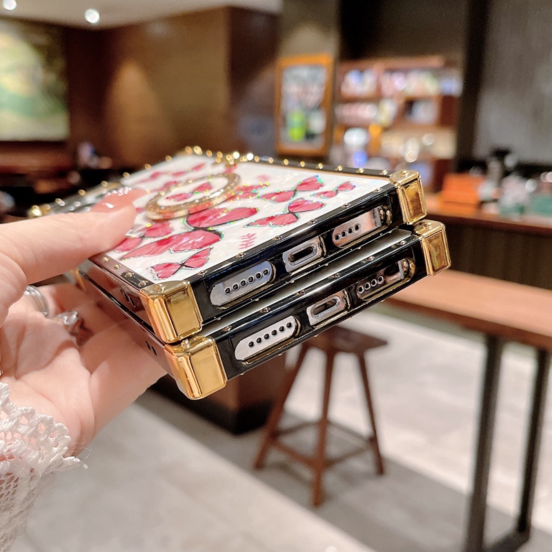 Ốp Điện Thoại Hình Vuông Có Vòng Đỡ Hình Bướm Cho oppo reno 10 8t 5g 8 8z 7z 7 5g 6 5 5f 4f 6z 4 pro 3 2 2f Đứng