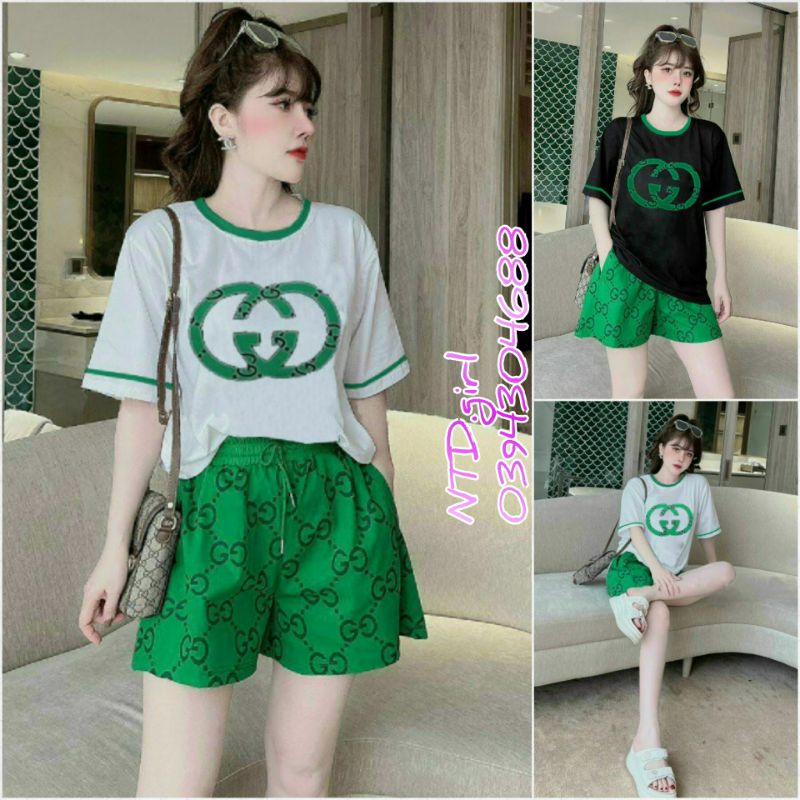 Set bộ nữ short thun cotton ống rộng, sét đồ thể thao hay mặc nhà đều xinh - HTR