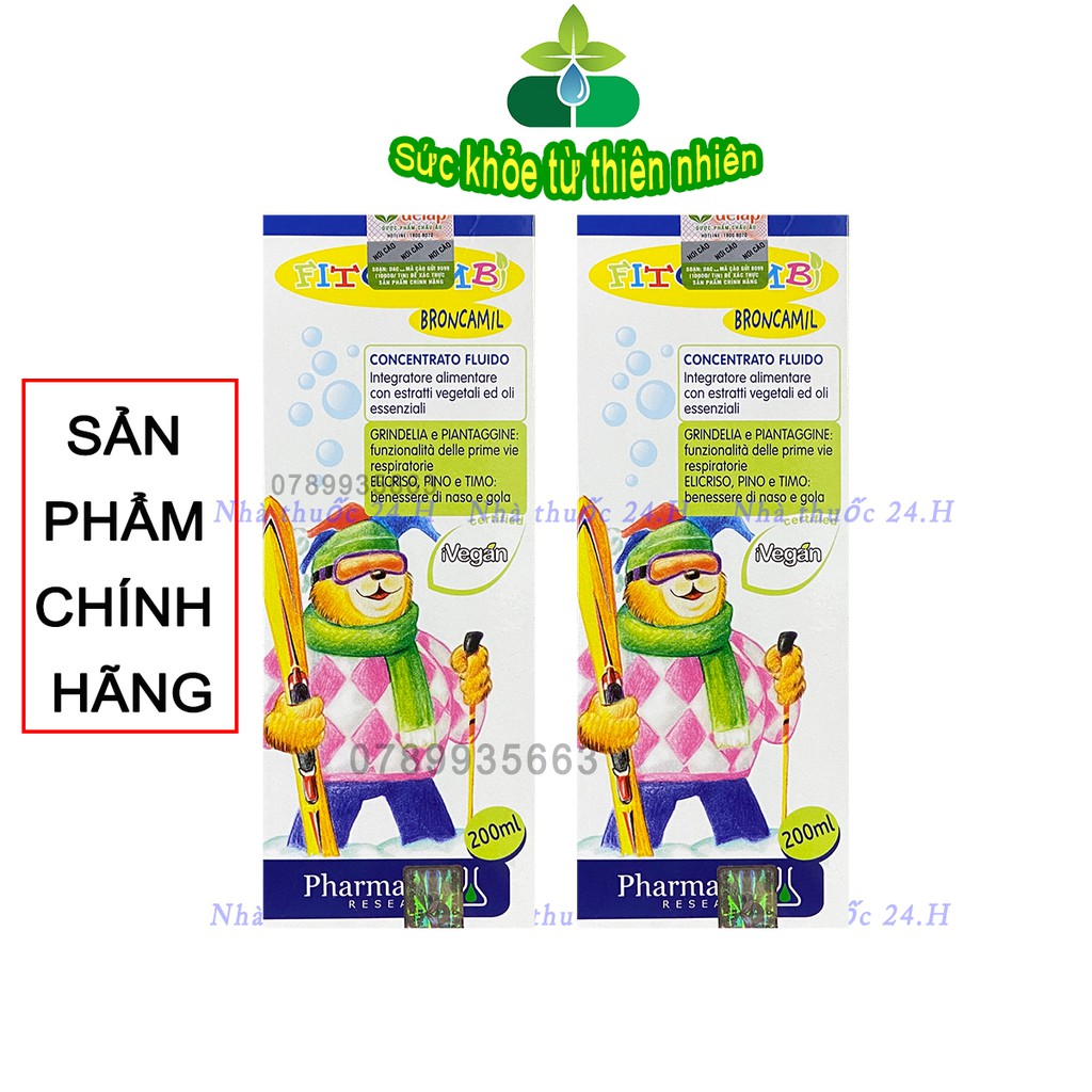 BRONCAMIL FITO BIMBI,Thảo Dược Ho Có Đờm,Viêm Họng,Viêm Phế Quản,Làm Dịu Mát Họng Đường Hô Hấp