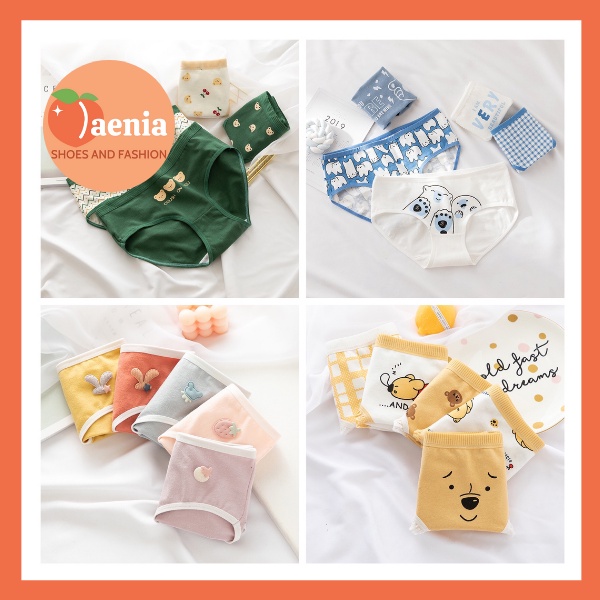 (Tặng 01 đôi tất xinh) Set 05 Quần lót nữ cotton cao cấp cute sexy bigsize trơn mềm mại