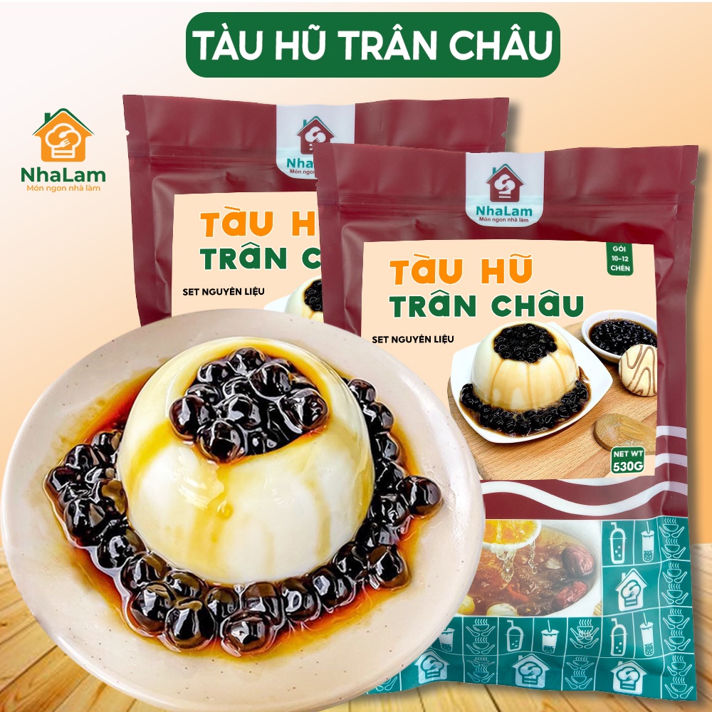 Tàu Hũ Trân Châu Đường Đen Set Nguyên Liệu 10 Chén Thơm Ngon NHALAM FOOD (Kèm Công Thức)