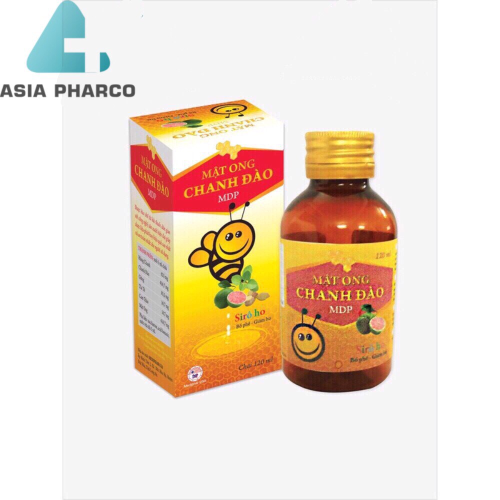 Sirô mật ong chanh đào Mediphar giảm ho bổ phế - hộp 25 gói, chai 120ml