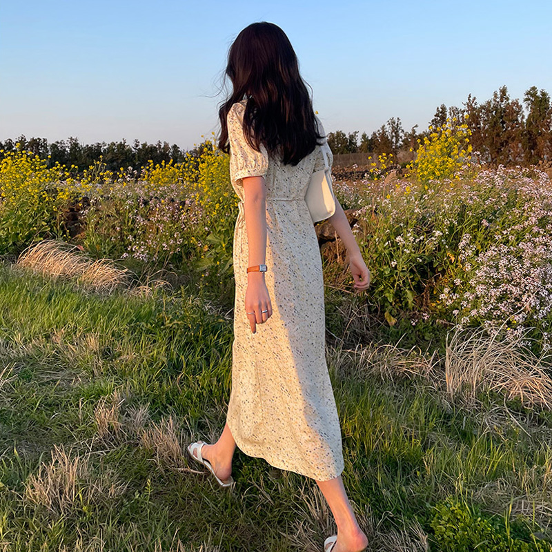 Đầm voan hoa ngắn tay xinh xắn phong cách Hàn Quốc 42660