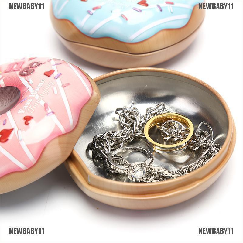 [NEWBABY11] Hộp Thiếc Trưng Bày Trang Sức Hình Bánh Donut