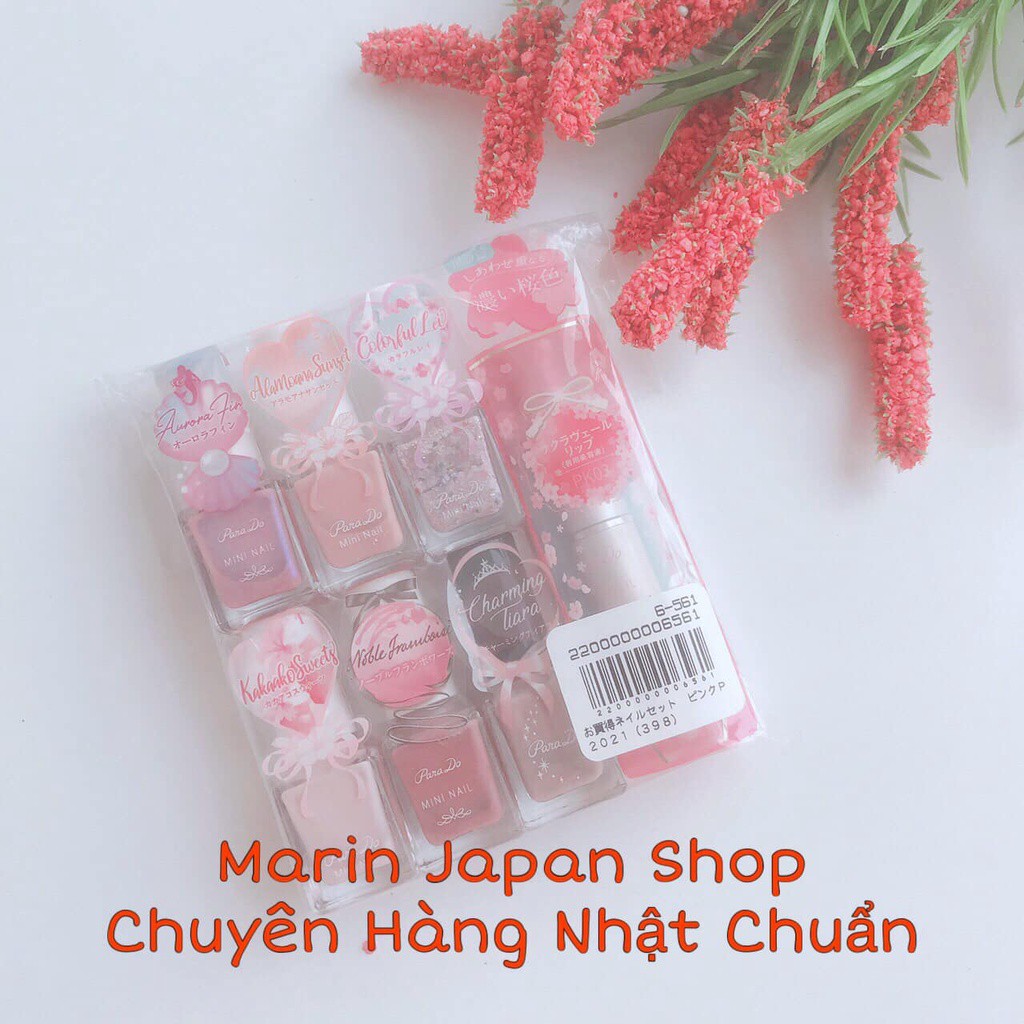 (Sale 60%) Sét 7 món son dưỡng môi hoa anh đào sakura và 6 sơn móng tay Para Do Nhật Bản