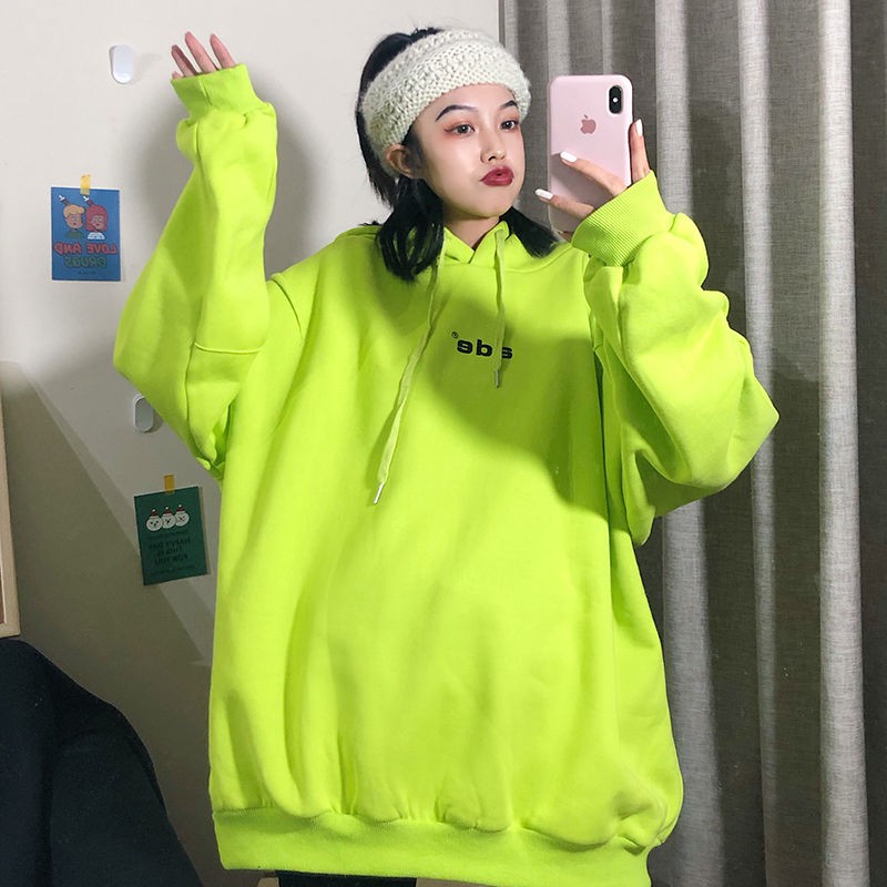 Áo hoodie màu xanh bơ dạ quang kiểu Hàn Quốc cho nữ | BigBuy360 - bigbuy360.vn