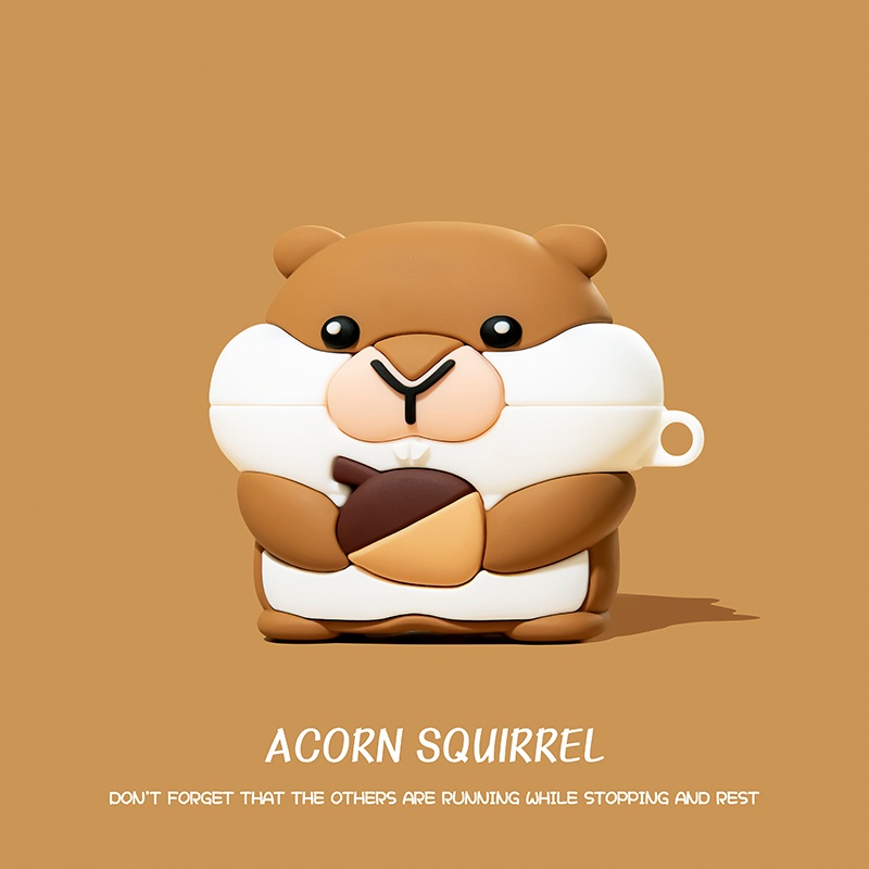 Vỏ Bảo Vệ Hộp Sạc Tai Nghe Airpods 3 Pro 2 3 Họa Tiết Hoạt Hình Chú Sóc Màu Nâu Dễ Thương Ốp