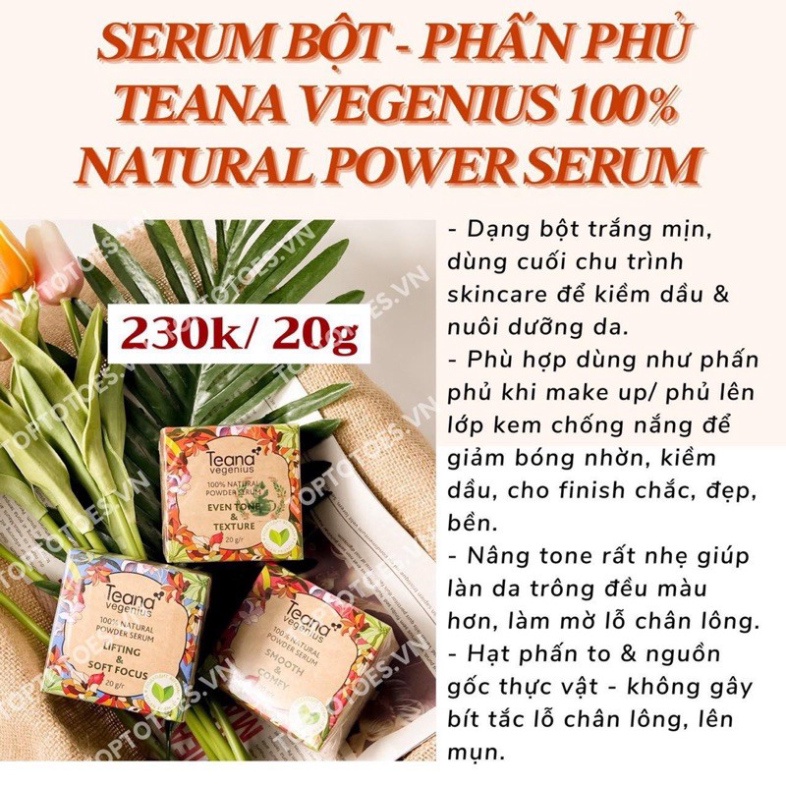 THANH LÝ KHO Serum bột - phấn phủ Teana Vegenius 100% Natural Powder Serum kiềm dầu, làm mướt da, mờ lỗ chân lông ...