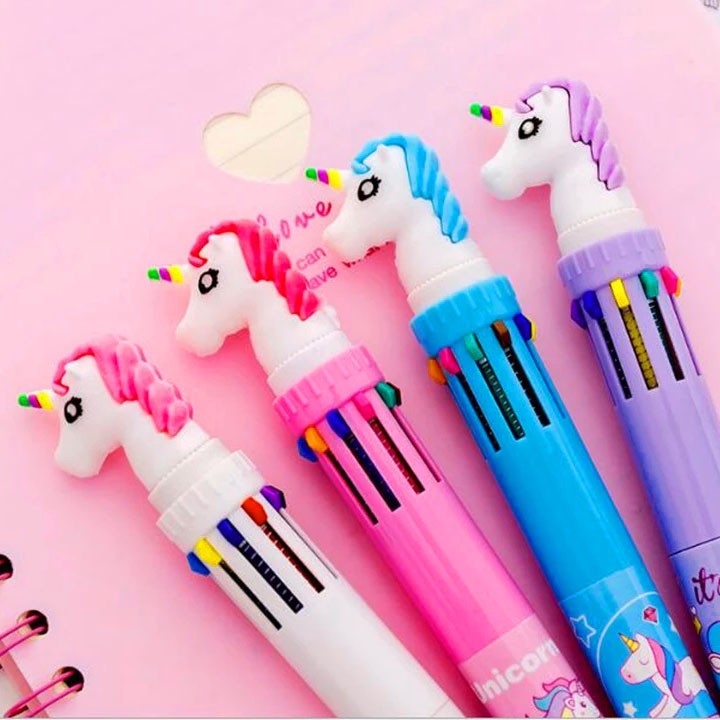 Bút bi Unicorn nhiều ngòi 10 màu kẹo ngọt cho bé thỏa sức sáng tạo BBShine – H021