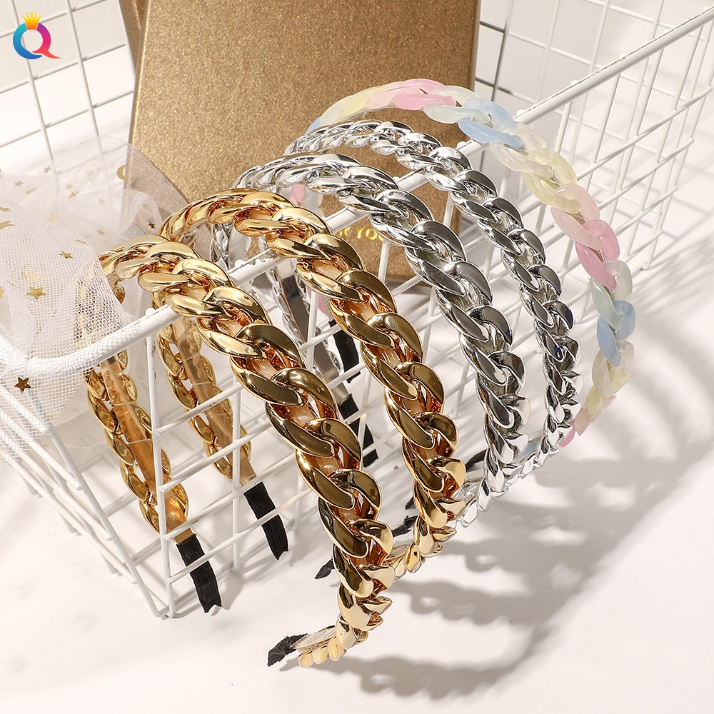 Cài tóc phối dây mắt xích thời trang retro Hàn Quốc sành điệu