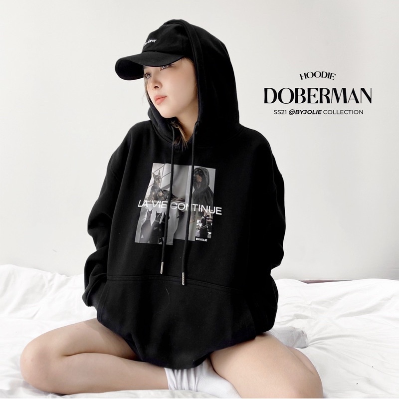 Hoodie nỉ bông Doberman Byjolie form suông