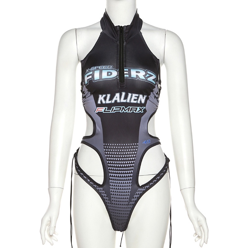 Rerosa Áo Liền Quần Ngắn Tay Ôm Dáng In Chữ Cắt Xẻ Cá Tính Cho Nữ | BigBuy360 - bigbuy360.vn